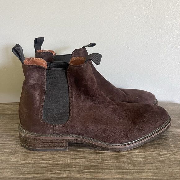 H&M Men’s Dark Brown Faux Suede Ankle Chelsea Pull On Boots Size 8.5 - Picture 2 of 10
